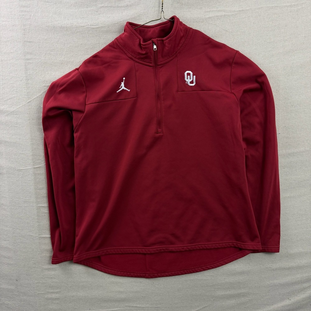 Jordan Brand Quarter-Zip Pullover Mens XL Crimson Oklahoma Sooners Dri-FIT Logo